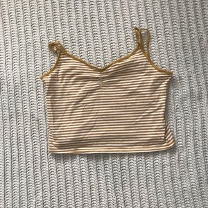White & Yellow Striped Tank Top
